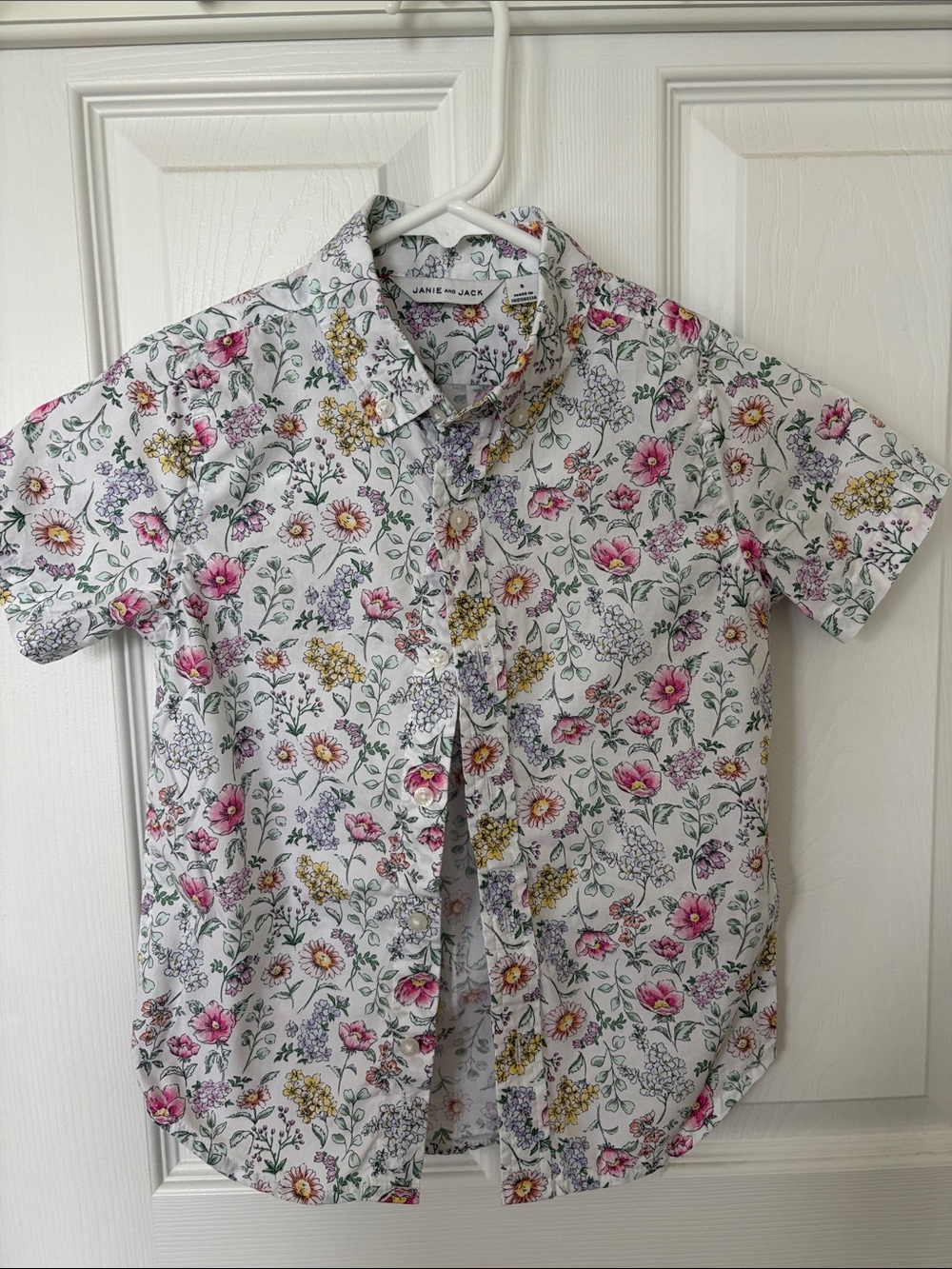 Janie and Jack floral short sleeve oxford 5 perfect graduation/ Holiday shirt